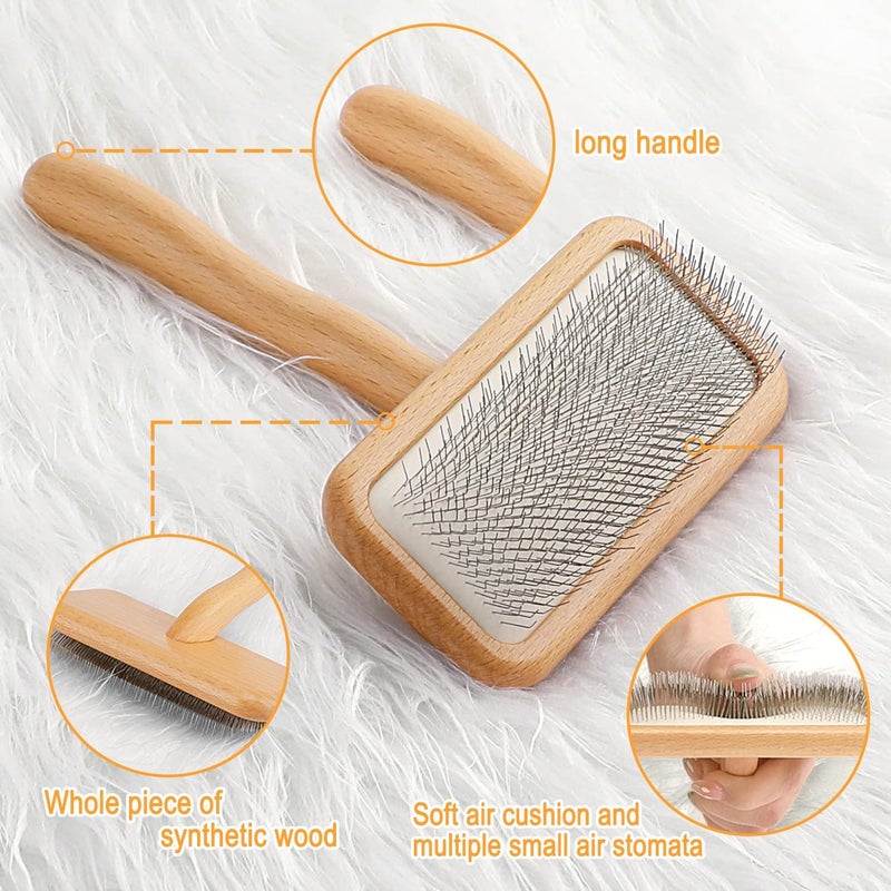 Astfys Carpet Rake Sheepskin Wool Brush and Sheepskin Brush Cleaner Comb, More Suitable for Pile Carpets/Rugs, for Carding Fur, Restore Carpets Softness and Texture (Wood, 2PCS(Big+ Small) - Image 3
